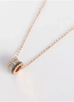 Generic Good Fortune Three Rings Further Stone Studded Pendant Necklace  - Image 5