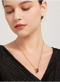Generic Good Fortune Three Rings Further Stone Studded Pendant Necklace  - Image 3