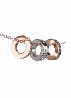 Generic Good Fortune Three Rings Further Stone Studded Pendant Necklace  - Image 4