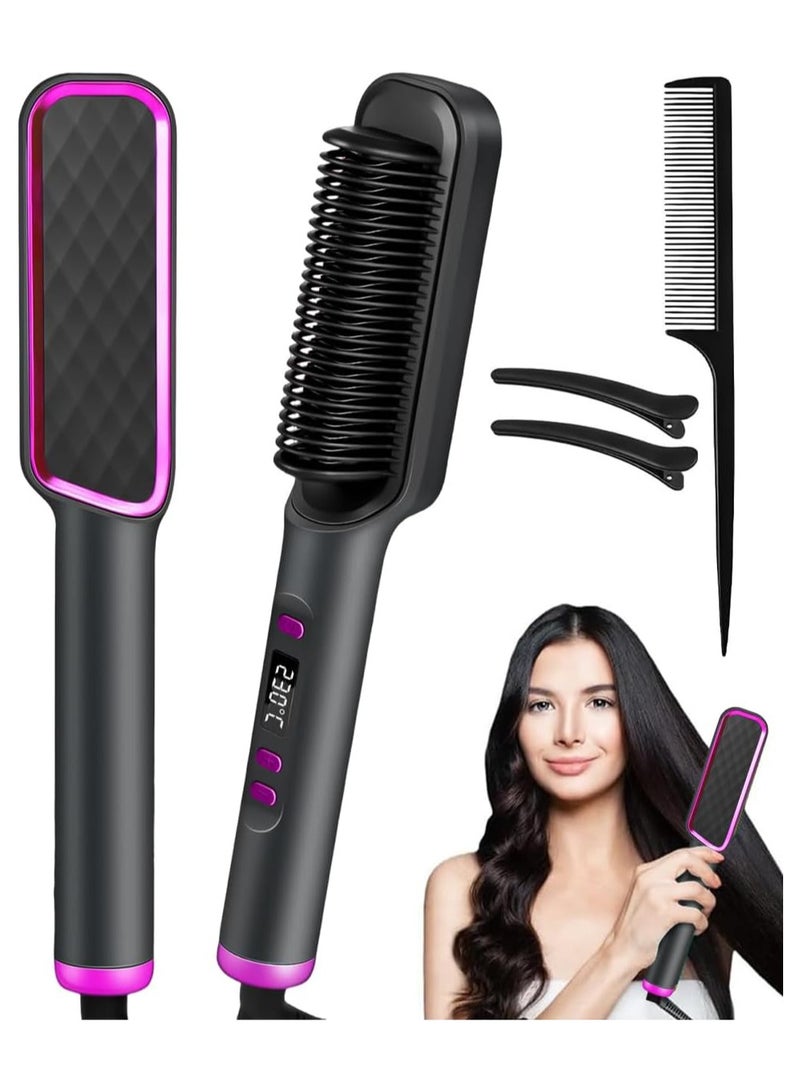 إي سي في في فرشاة فرد الشعر، مشط فرد الشعر الأيوني للنساء، مجموعة تسخين ودرجة حرارة سريعة لمدة 20 ثانية (80-230 درجة مئوية)، شاشة LED/مضادة للحروق، تصفيف الشعر في الصالون في المنزل - Image 1