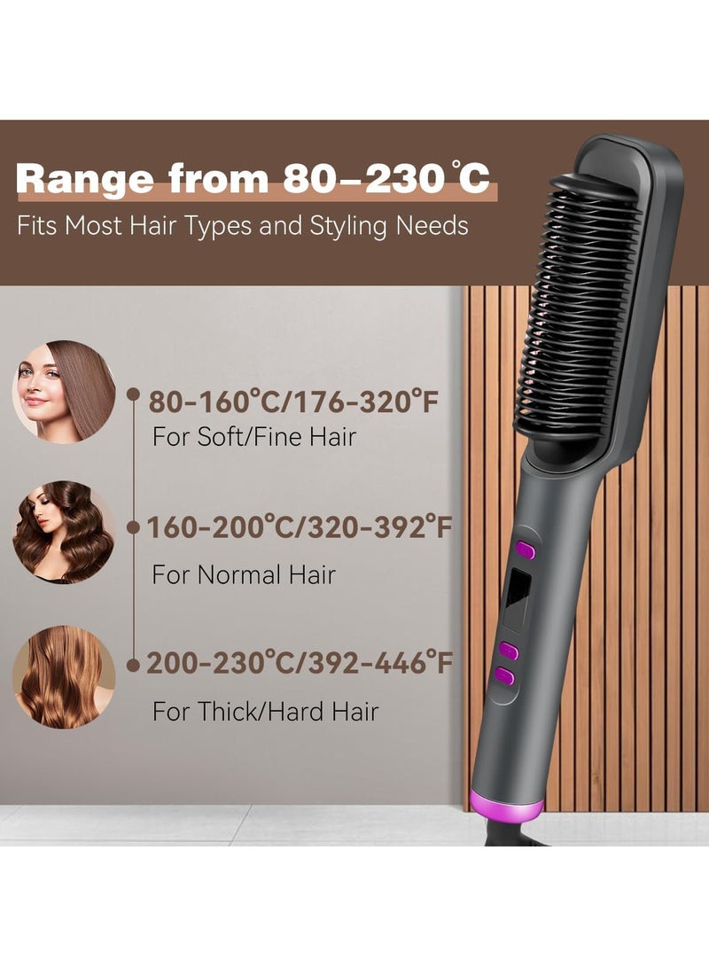 إي سي في في فرشاة فرد الشعر، مشط فرد الشعر الأيوني للنساء، مجموعة تسخين ودرجة حرارة سريعة لمدة 20 ثانية (80-230 درجة مئوية)، شاشة LED/مضادة للحروق، تصفيف الشعر في الصالون في المنزل - Image 4