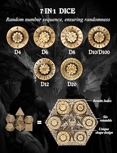 Banloga DD Dice Set7PCS Metal Dice for Dungeons and DragonsMini Dice Set with Pocket Watch CaseRole Playing Board Games Accessories Dragon GoldS - Image 5