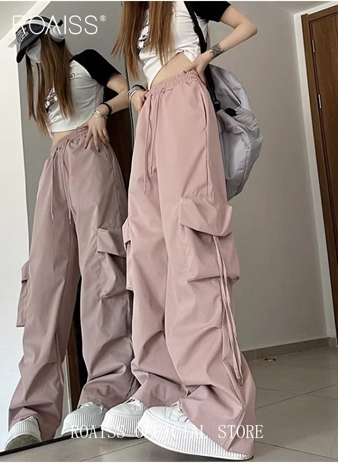 roaiss Women Utility Pants with Loose Fit Wide Leg Trousers for Women Solid Color Design with Flowy Belt Accessories Casual and Lengthening Pants for Women High Waisted and Relaxed Style  - Image 2