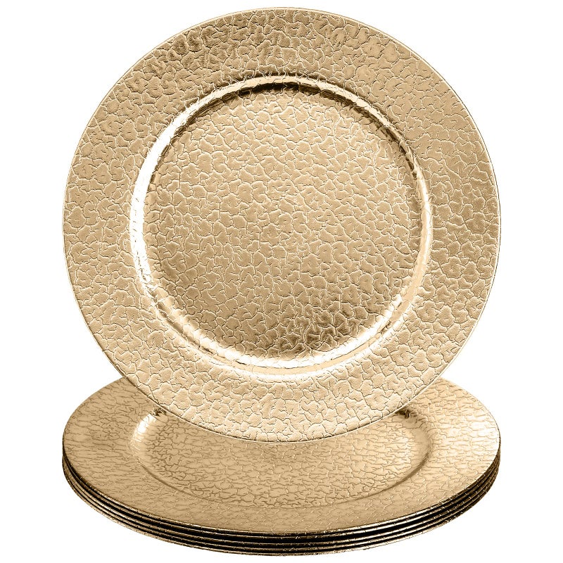 Kingrol 6 Pack 13 Inch Gold Charger Plates Round Dinner Chargers Heavy Duty and Reusable Decorative Plates for Wedding Party Elegant Place Setting Glam Table Decor