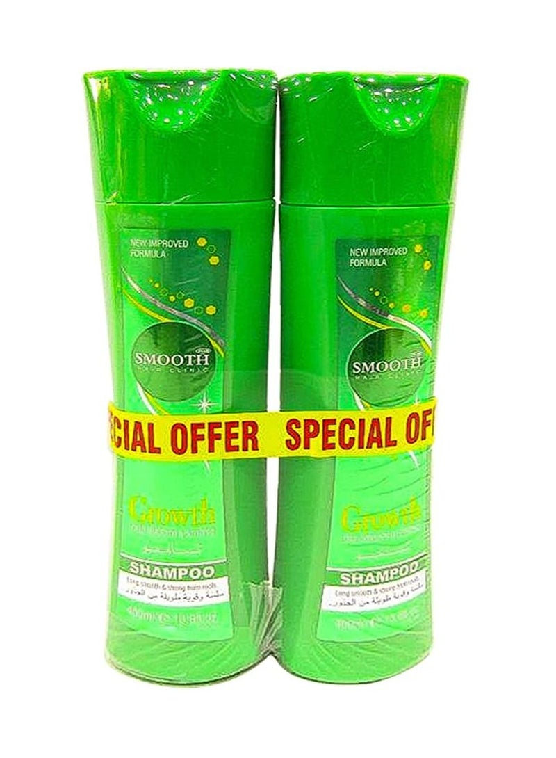 Smooth SM-349 2 in 1 Hair Shampoo and Conditioner for Hair Fast Growth Pack of 2 (400 ML, Green)