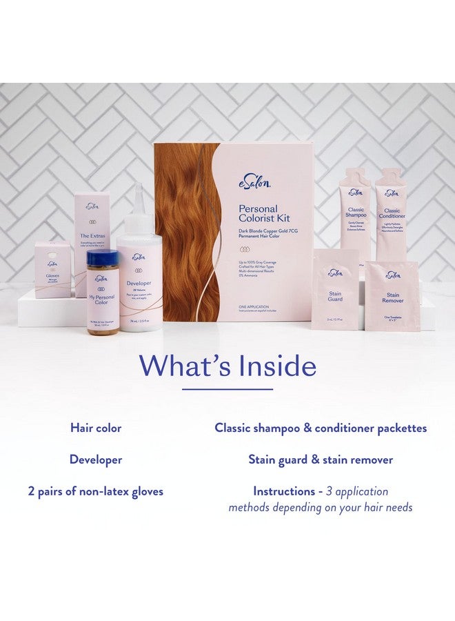 esalon Permanent Hair Color & Hair Dye Complete Kit Dark Blonde Copper Gold Personal Colorist Kit For Up To 100% Gray Coverage For All Hair Types Professionalgrade Ammoniafree Hair Dye - Image 3