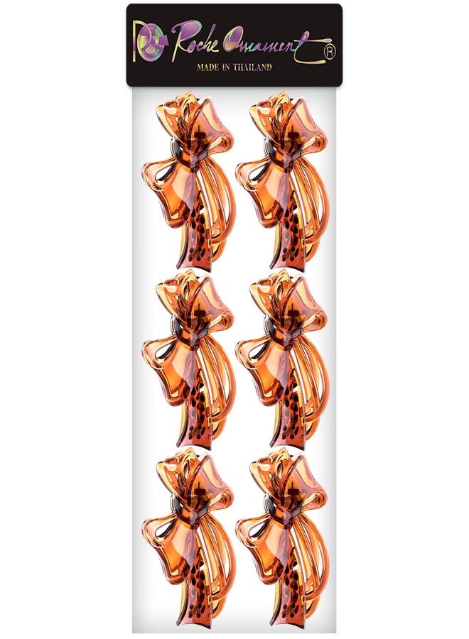 RC ROCHE ORNAMENT 6 Pcs Womens Cute Ribbon Bow Stylish Ponytail Maker Plastic Clips Premium Quality Girls Beauty Accessory Hair Décor Strong Hold Clamps Barrettes, Medium Brown - Image 5