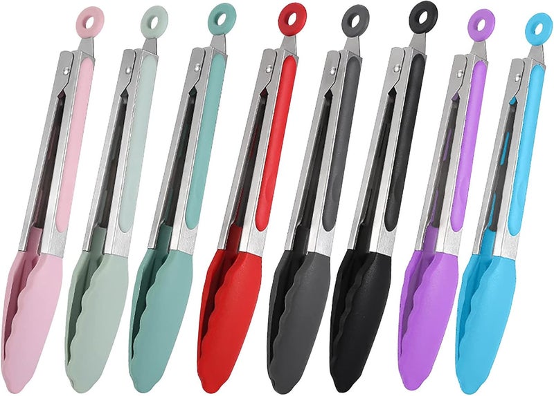 cheekyglo Kitchen Tongs - Non-Stick Food Tongs with Premium Silicone Tips, Heat Resistant up to 480°F, 304 Stainless Steel BBQ Kitchen Cooking Tongs (Pink) - Image 2