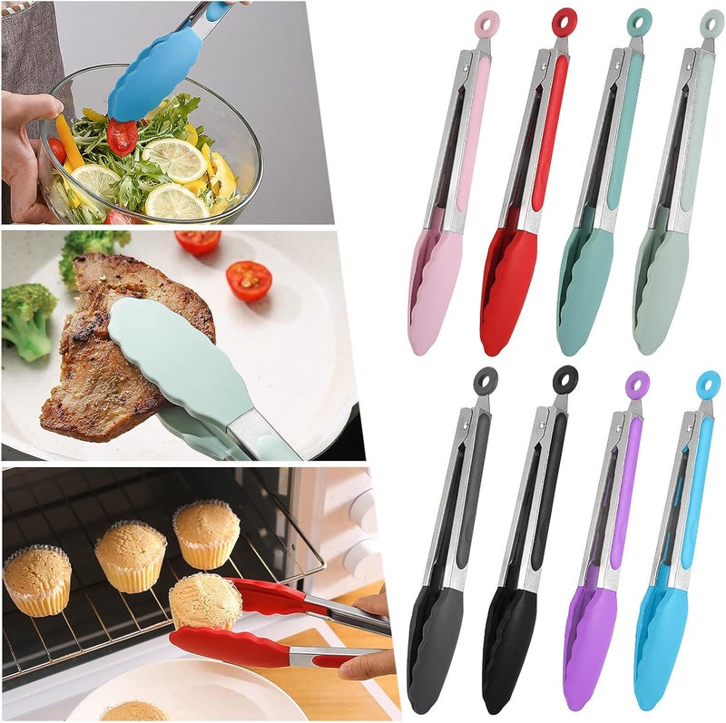 cheekyglo Kitchen Tongs - Non-Stick Food Tongs with Premium Silicone Tips, Heat Resistant up to 480°F, 304 Stainless Steel BBQ Kitchen Cooking Tongs (Pink) - Image 1