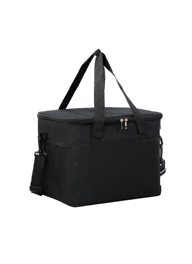 MIXDE Large Capacity Insulated Picnic Basket Portable Oxford Cloth Lunch Bag for Outdoor Picnics Camping Black  - Image 1