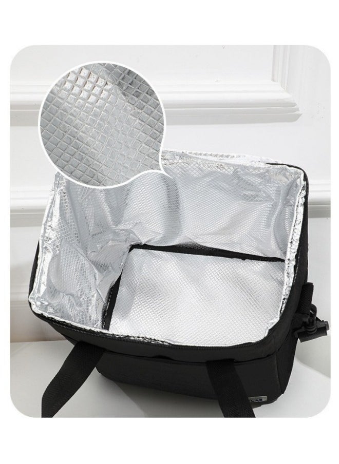 MIXDE Large Capacity Insulated Picnic Basket Portable Oxford Cloth Lunch Bag for Outdoor Picnics Camping Black  - Image 2