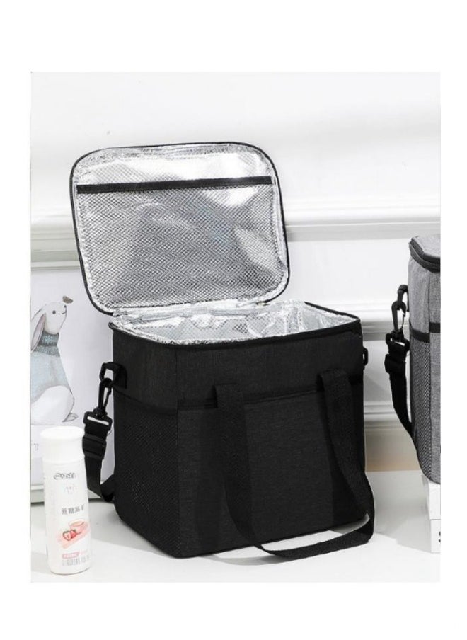 MIXDE Large Capacity Insulated Picnic Basket Portable Oxford Cloth Lunch Bag for Outdoor Picnics Camping Black  - Image 3