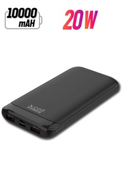 Xcell Power Bank 10000mAh: High-Speed Charging, 20W Output, 50% Charge in 30 Minutes* - Type-C, Micro and USB Inputs. Compatible with Apple, Samsung & More-Black