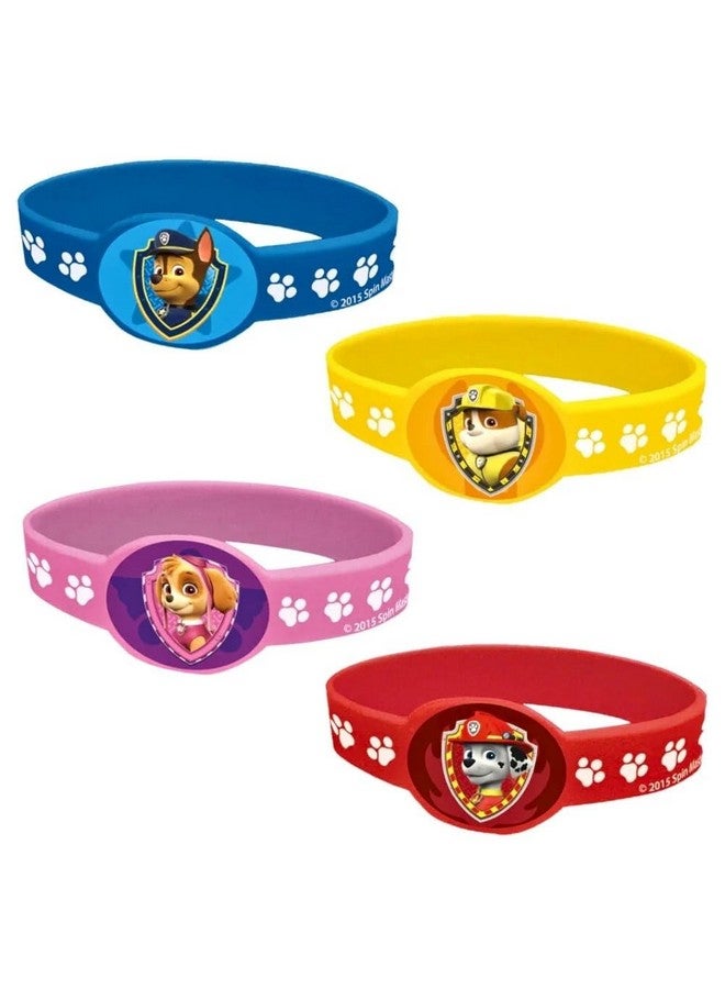 Unique Assorted Colors Paw Patrol Stretchy Bracelets - 3.50" x 1.25" (Pack Of 4) Kids Bracelets - Durable Vinyl & Fun Party Favors & Gifts For Kids, Great For Themed Parties & Events - Image 1