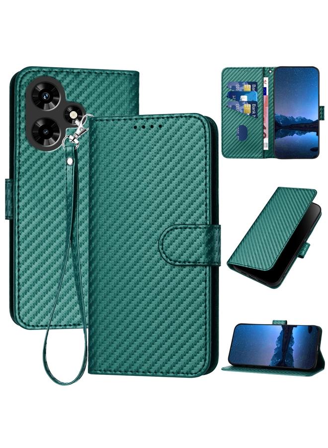 S-TOP Case For Infinix Hot 30 YX0070 Carbon Fiber Buckle Leather Phone Case with Lanyard - Image 1