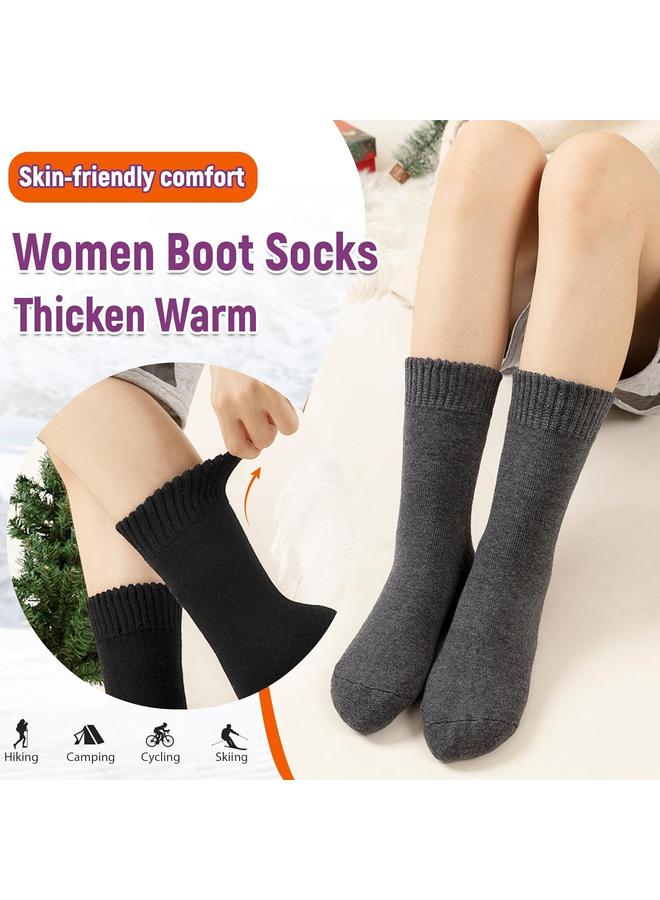 KOWVOWZ Women Thermal Socks, Cold Weather Insulated Sock Warm Winter Soft Thermal Socks, Winter Socks for Women Gifts Heated Socks Ski Winter Thermal Hiking Thick Snow Sock 3 Pairs - Image 3
