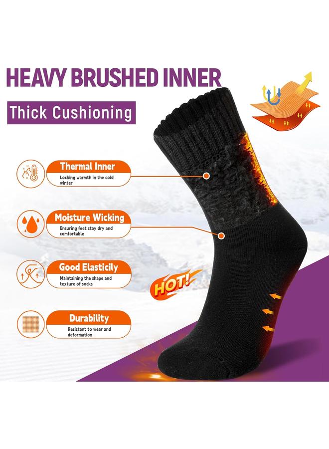 KOWVOWZ Women Thermal Socks, Cold Weather Insulated Sock Warm Winter Soft Thermal Socks, Winter Socks for Women Gifts Heated Socks Ski Winter Thermal Hiking Thick Snow Sock 3 Pairs - Image 2