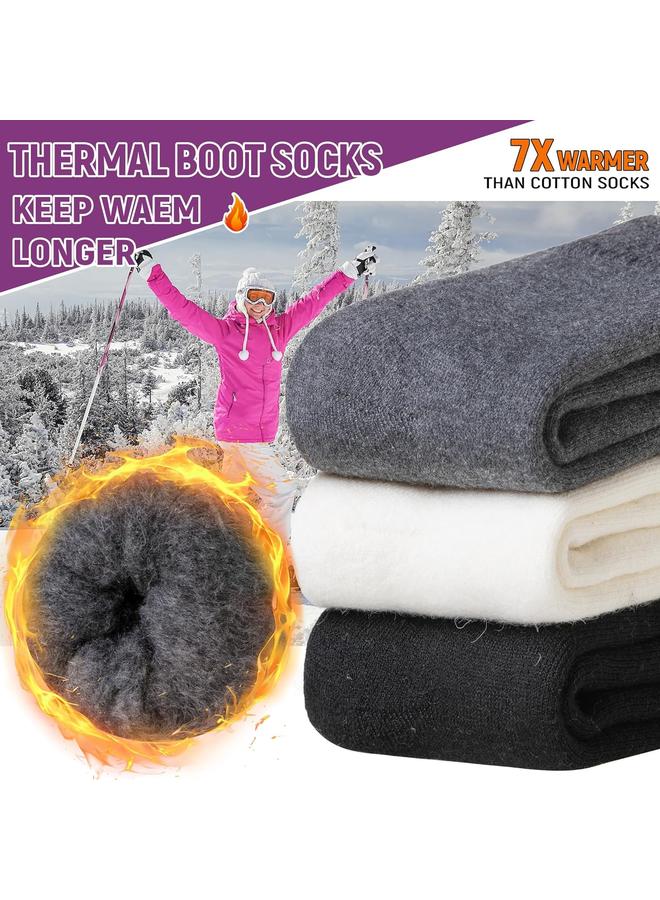 KOWVOWZ Women Thermal Socks, Cold Weather Insulated Sock Warm Winter Soft Thermal Socks, Winter Socks for Women Gifts Heated Socks Ski Winter Thermal Hiking Thick Snow Sock 3 Pairs - Image 5