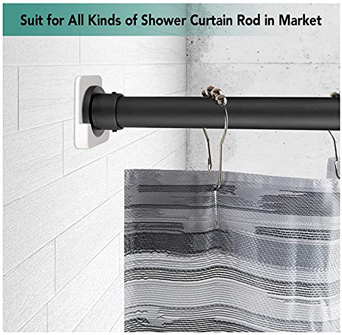 Poocar Shower Curtain Rod Mount Holder for Wall Adhesive Shower Rod Tension Retainer Drilling Stick On 2 Pack BLACK Shower Curtain Rod Not IncludedSquare - Image 5