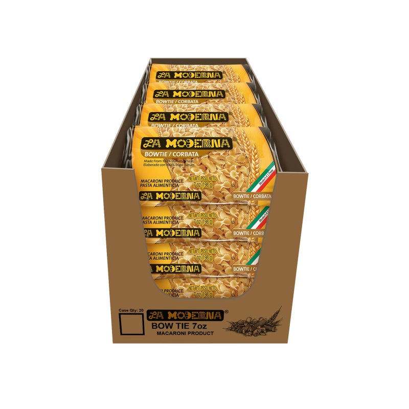 LA MODERNA Bow Tie Corbata Pasta 7 oz Pack of 20  Enriched Durum Wheat Semolina  Kosher NonGMO Iron and VitaminFortified  FamilySize Value Pack for Soups Salads and Quick Meals - Image 3