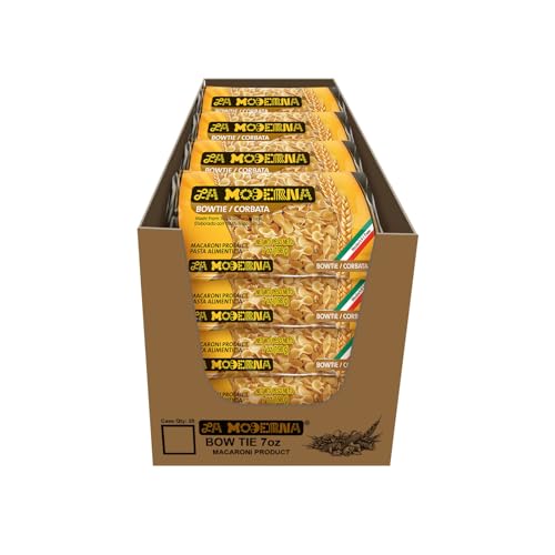 LA MODERNA Bow Tie Corbata Pasta 7 oz Pack of 20  Enriched Durum Wheat Semolina  Kosher NonGMO Iron and VitaminFortified  FamilySize Value Pack for Soups Salads and Quick Meals - Image 1