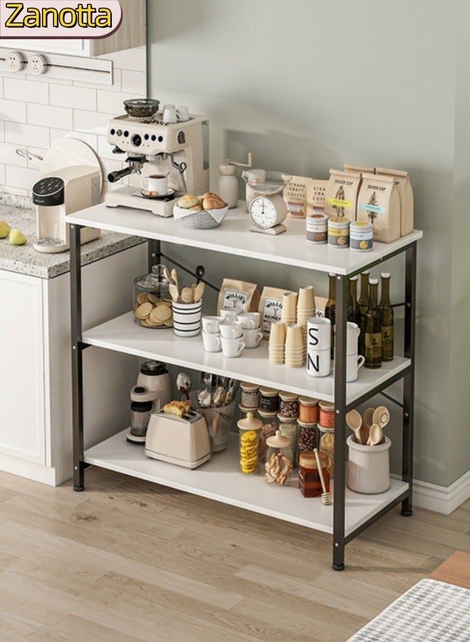 Zanotta Durable White 3-Tier Kitchen Storage Rack, Multi-tier Rack, Organizer Rack for Kitchen, Living room, Bedroom. 80*36*83 - Image 1