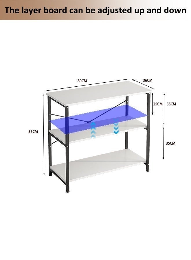 Zanotta Durable White 3-Tier Kitchen Storage Rack, Multi-tier Rack, Organizer Rack for Kitchen, Living room, Bedroom. 80*36*83 - Image 5