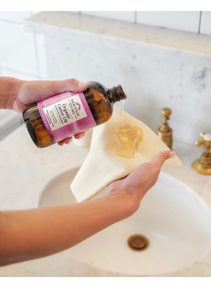 Heritage Store Organic Caster Oil | Hair and Eyebrow Growth | Skin Moisturizer | Cold Pressed, Hexane & Fragrance Free |  473ml - Image 3