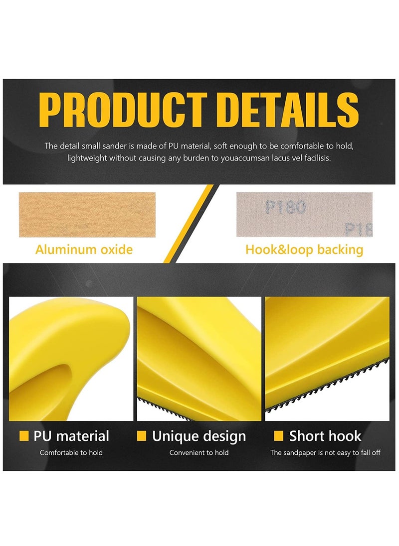 KASTWAVE - Micro Sander Kit 3.5x1 Inch Mini for Small Projects, Detail Handle Sanding Tools, 120 Sheets Sandpaper Wood P80, P120, P180, P240, P400, P600 DIY Handicrafts Polishing - Image 1