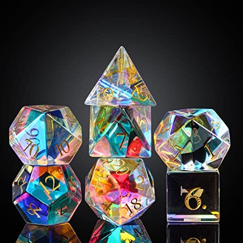UDIXI Prism Glass RPG Dice Set 7PCS Rainbow Glass DND Dice Set with Gift Box for DD Tabletop Games - Image 5