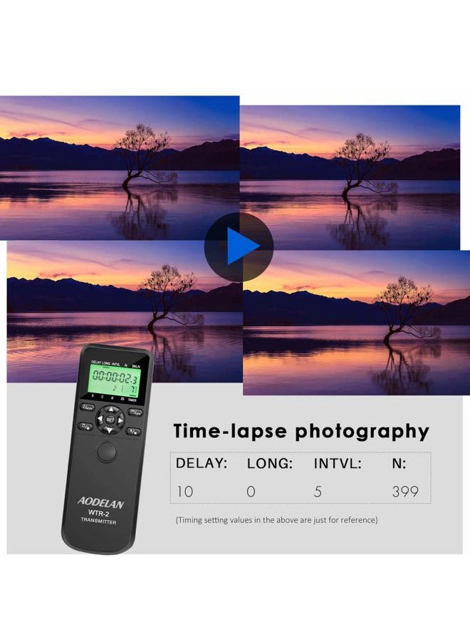 AODELAN - WTR2 Wireless Shutter Release Timer Remote Control for Nikon Z6, Z7, Coolpix P1000, D850, D810, D700, D4, D5, D4s, D3100, D5000, D7200, D600, D610, D750, D3200, D3300; Replace MC-DC2, MC-36 - Image 1