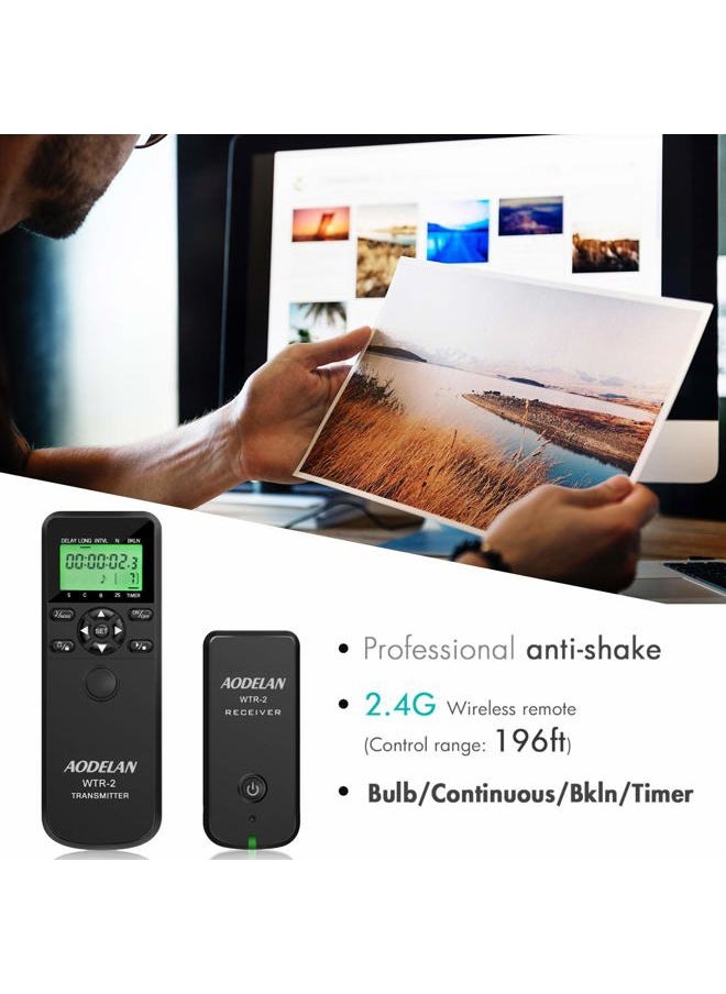 AODELAN - WTR2 Wireless Shutter Release Timer Remote Control for Nikon Z6, Z7, Coolpix P1000, D850, D810, D700, D4, D5, D4s, D3100, D5000, D7200, D600, D610, D750, D3200, D3300; Replace MC-DC2, MC-36 - Image 1