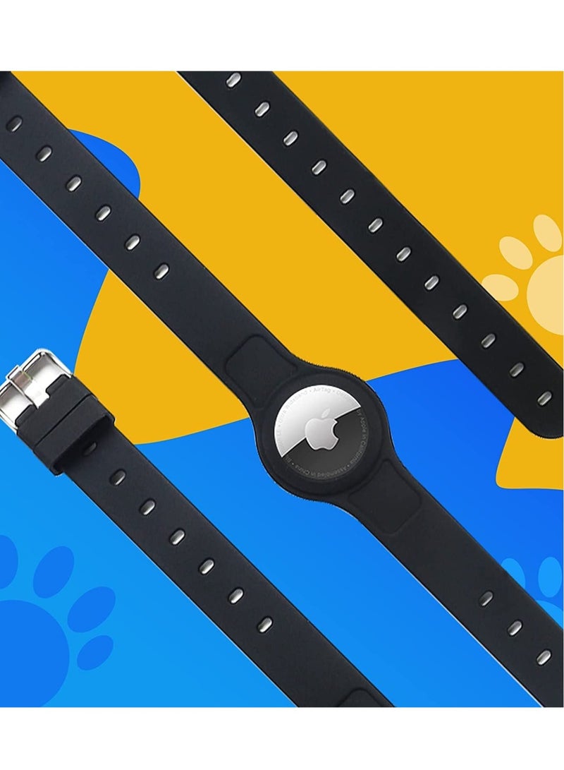 SYOSI Apple AirTag Dog Collar Anti Lost Adjustable Silicone Case GPS Tracking Cat Accessories for Small Medium Dogs Cats Pets（black） - Image 5
