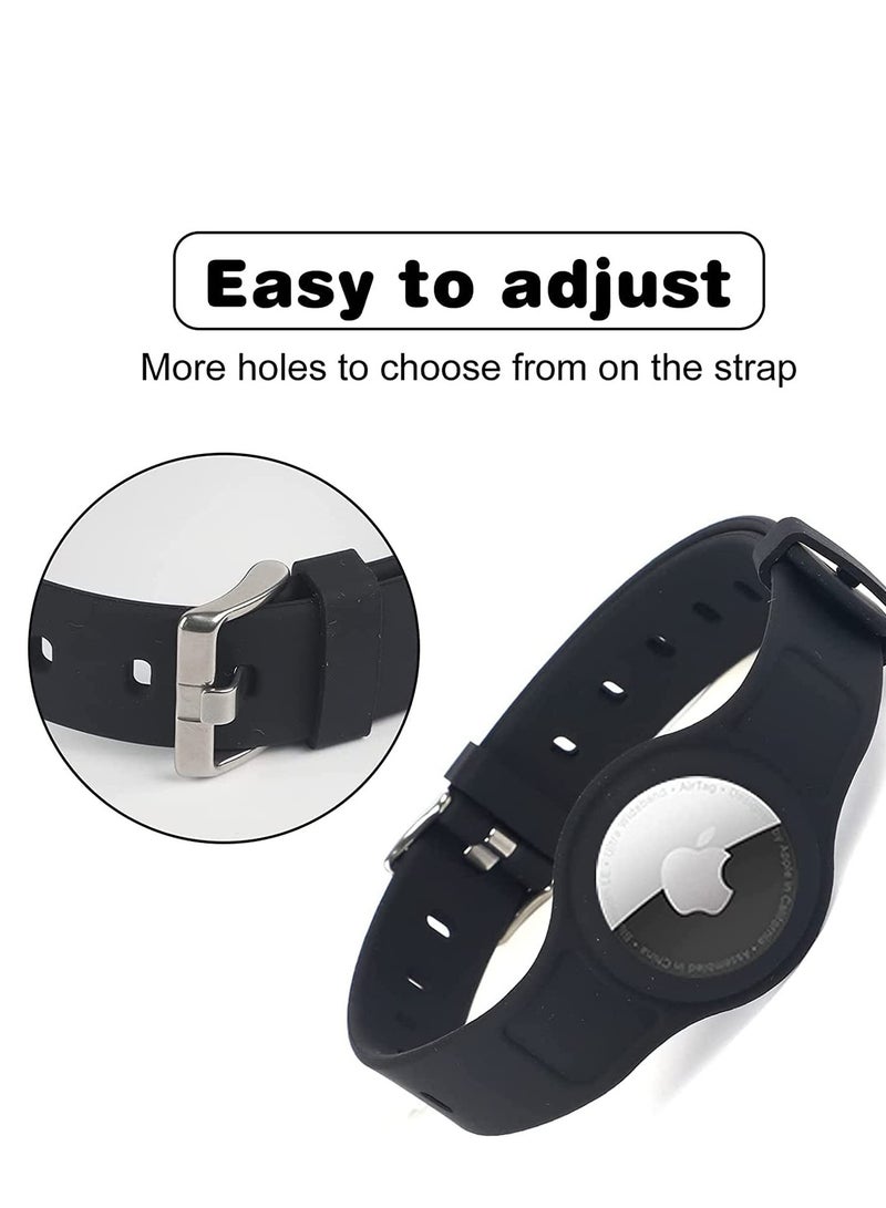 SYOSI Apple AirTag Dog Collar Anti Lost Adjustable Silicone Case GPS Tracking Cat Accessories for Small Medium Dogs Cats Pets（black） - Image 3