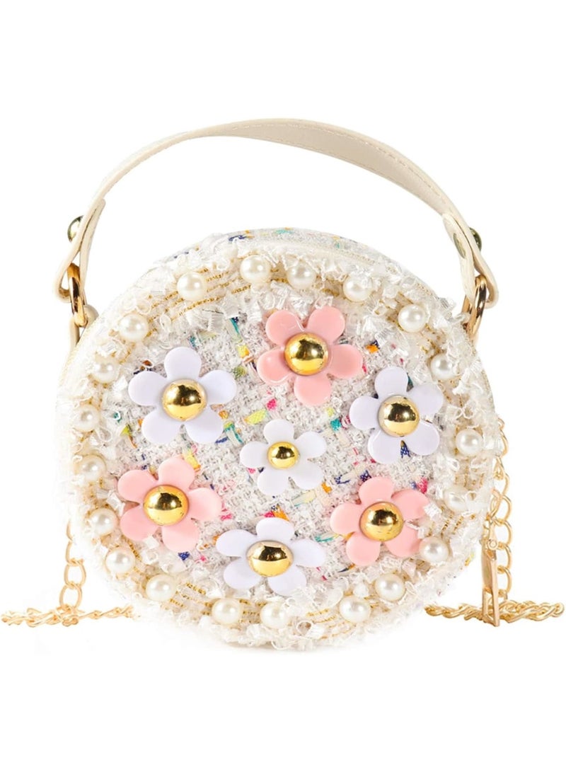 Kids Purse for Girls, Little Girls Toddler Crossbody Purse, Toddler Flower Crossbody Handbag, Princess Kids Handbags Baby Girls Shoulder Bag, 3pcs Dress Up Jewelry Gift Set (Pink) - Image 1