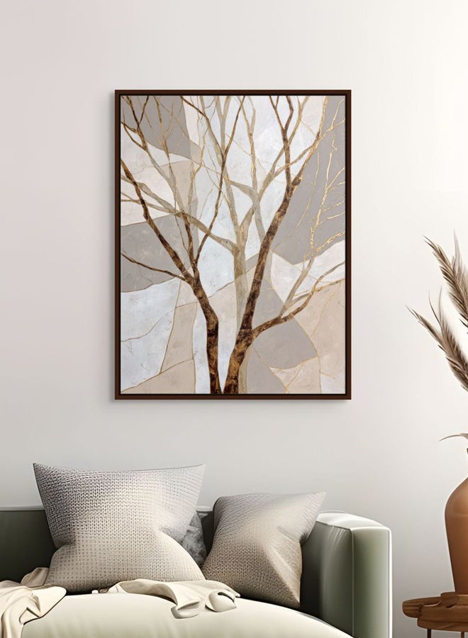 Art Decor Abstract Tree Branch Gold Accent Wall, 100% Framed Portrait Canvas Print, Nature Wall Decor for Living Room, Bedroom, Home Office - Image 2