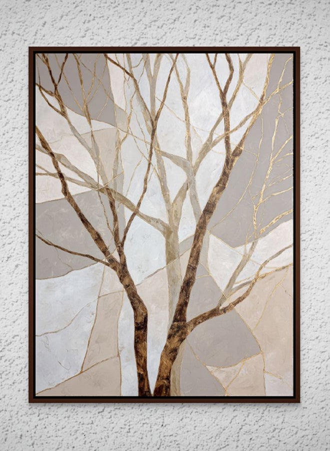 Art Decor Abstract Tree Branch Gold Accent Wall, 100% Framed Portrait Canvas Print, Nature Wall Decor for Living Room, Bedroom, Home Office - Image 1