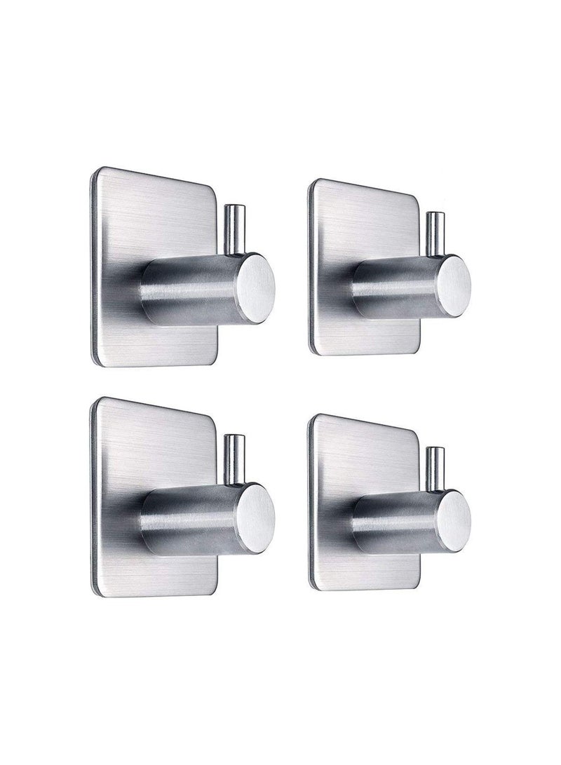 Arabest Adhesive Hooks Heavy Duty Wall Hooks Waterproof Stainless Steel Hooks for Hanging Coat, Hat,Towel Robe Hook Rack Wall Mount- Bathroom and Bedroom 4-Packs  - Image 1