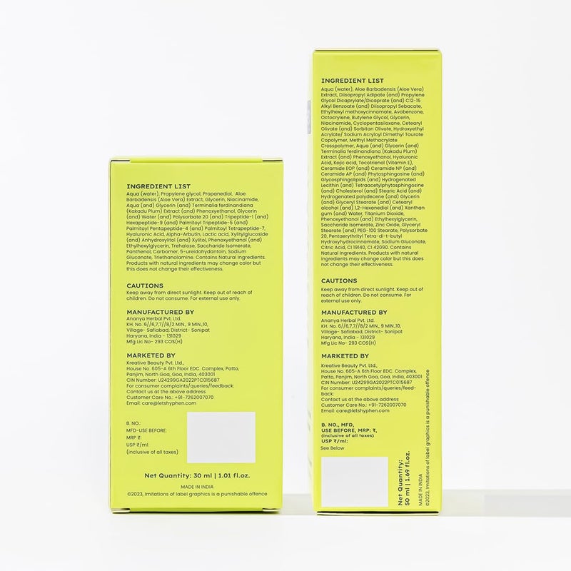 HYPHEN Hyphen Daily DayCare Routine with Face Serum Moisturizing Sunscreen SPF 50 Glow Protect Skincare Essentials for All Skin Types Rich in Niacinamide Hyaluronic Acid Kakadu Plum Pack of 2  - Image 5