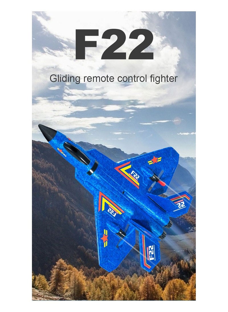 AROAQ طائرة إسفنجية تعمل بالتحكم عن بعد، طائرة إسفنجية تعمل بالتحكم عن بعد للأطفال F22 باللون الأزرق - Image 5