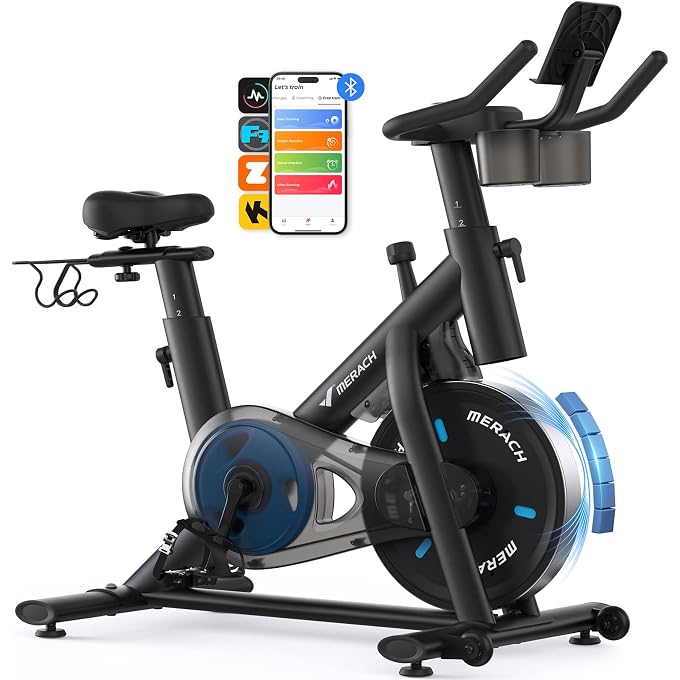Merach Exercise Bike for Home, 300lb Max, Friction/Magnetic Option - Image 3