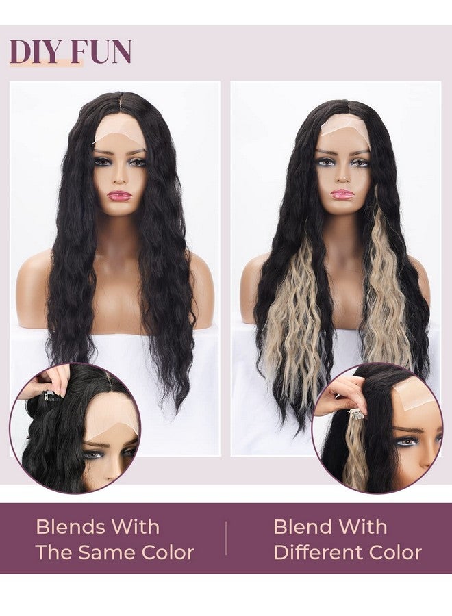 LONAI Clip In Hair Extensionslonai 6Pcs 24" Black Hair Extensions Long Mermaid Waves Wavy Synthetic Clip On Hairpiece For Women（Black） - Image 5