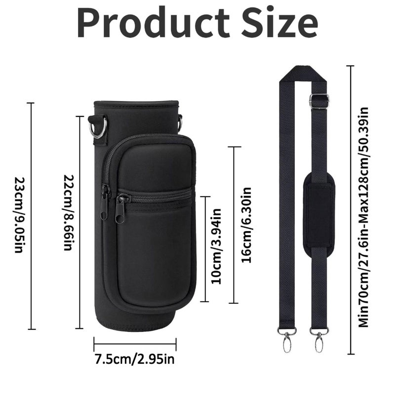 Doacpcr 32 oz Water Bottle Carrier Bag, 32/40 oz Crossbody Water Bottle Holder with Strap, Sling Bag Sleeve Pouch Holder with Phone Pocket and Small Pocket for Walking Hiking Camping Gym (2.95"W * 9.05"H) - Image 2