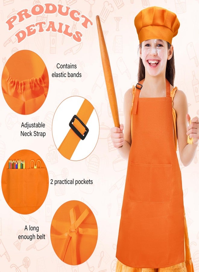 Handepo 40 Pcs Kids Apron Chef Hat Set Boys Girls Aprons Chef Children's Bib Apron Hats Bulk for Cooking Painting 7-13 Years(Mixed Color) - Image 3