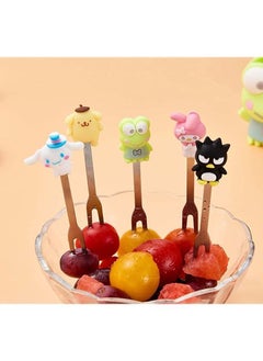 Y&D Fruit Fork Salad Fork, Stainless Steel Kids Food Holder Reusable Decorative Cute 5 Cartoon Forks and 1 Big Eyed Frog Slicone  - Image 4