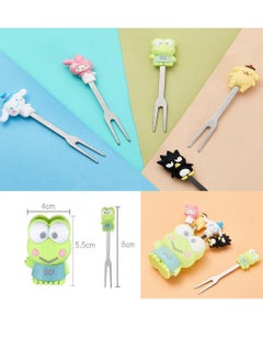 Y&D Fruit Fork Salad Fork, Stainless Steel Kids Food Holder Reusable Decorative Cute 5 Cartoon Forks and 1 Big Eyed Frog Slicone  - Image 3