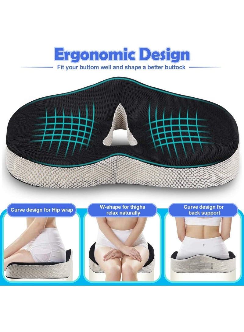 وسادة مقعد ميموري فوم لدعم العصعص – تخفيف آلام عرق النسا والبواسير والظهر - Image 3
