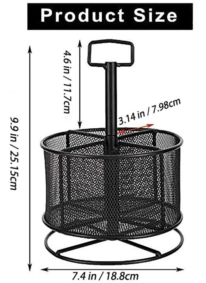 Marbrasse Mesh Desk Organizer, 360-Degree Rotating Multi-Functional Pen Holder, 4 Compartments Desktop Stationary Organizer, Home Office Art Supply Storage Box Caddy (Black)  - Image 2