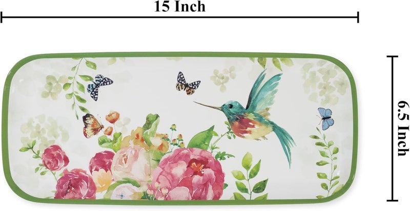 UPware Rose Garden Melamine Serving Tray 15 x 65 Inch Rectangular Serving Platter BPA Free Food Tray for Party Entertaining - Image 5