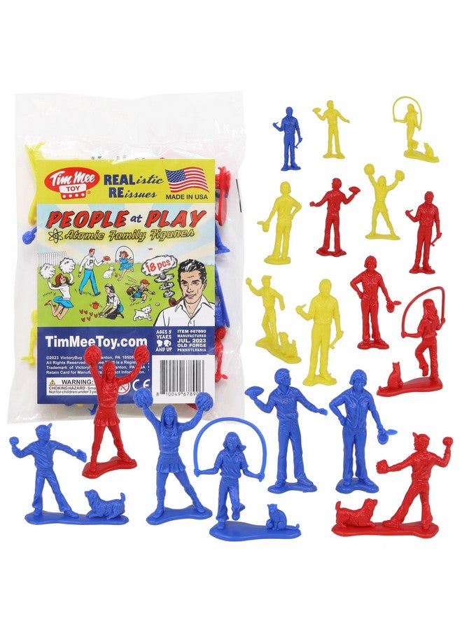 Tim Mee Toy Tim Mee People Play Figures - Yellow, Red, & Blue 18pc Playset - Made in USA - Image 1